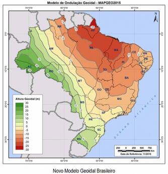 IBGE disponibiliza nova versão do modelo de ondulação geoidal do Brasil (MAPGEO2015)